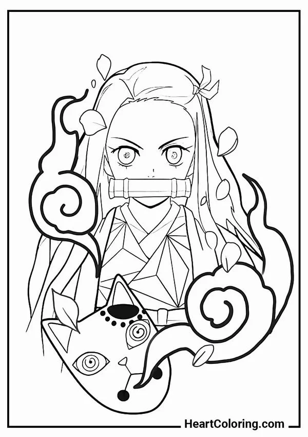 60 File In Tranh Tô Màu Nezuko dễ thương giúp bé rèn tay và làm quen Kimono Nhật Bản