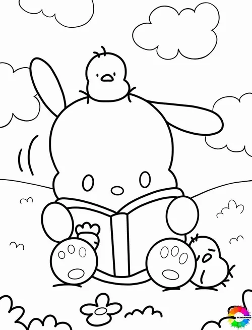 41 Tranh Tô Màu Pochacco Cute với cún trắng tai đen áo thun đỏ mang lại cảm giác vui tươi