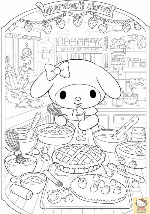 Little Twin Stars đứng ở gian thiên văn thu nhỏ, một bạn chỉ vào quả địa cầu sao còn bạn kia ôm sổ ghi chép, bối cảnh này vừa lạ vừa trong