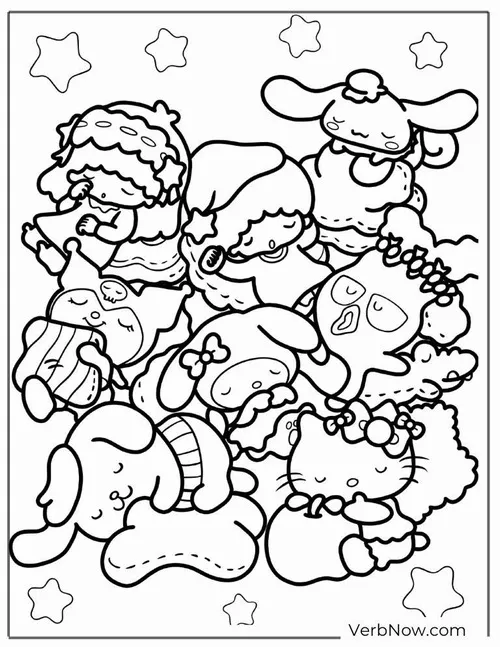 My Melody ôm cuộn vải nhỏ trong xưởng may tí hon, phía sau có ma nơ canh và khung chỉ, bức vẽ nhìn mềm như một buổi chiều lặng