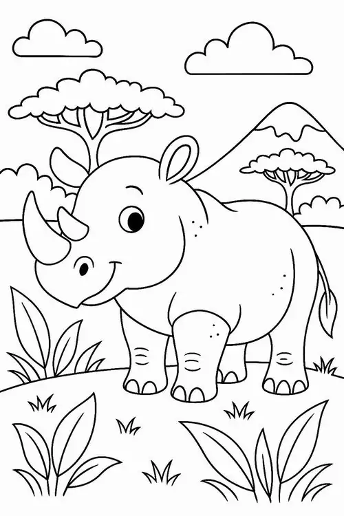 In ngay 67 Tranh Tô Màu Tê Giác giúp bé nhận biết động vật quý hiếm và nuôi dưỡng tình yêu muôn loài