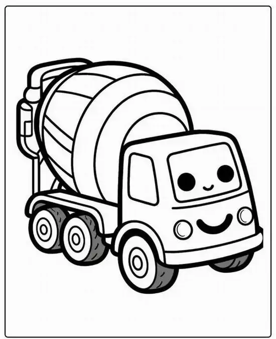 Bộ 48 file in Tranh Tô Màu Xe Trộn Bê Tông xi măng cho trẻ thích công trường và các xe hạng nặng