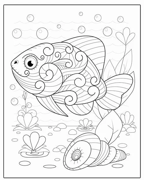 Bạn cá có hoa văn hình tròn độc đáo trên thân đang bơi lội thong dong trong môi trường thủy sinh trong lành cho trẻ 6 tuổi.