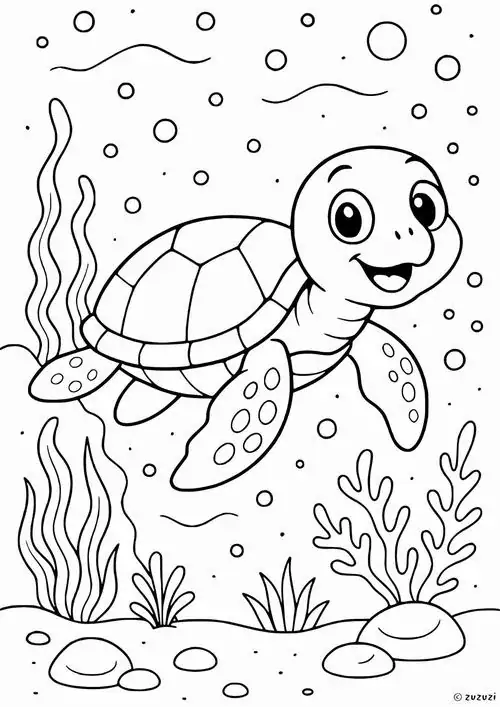 Hình ảnh rùa cha đang ân cần dạy rùa con cách ẩn mình dưới lớp cát trắng để tự vệ trước những tác động từ môi trường sống khắc nghiệt.