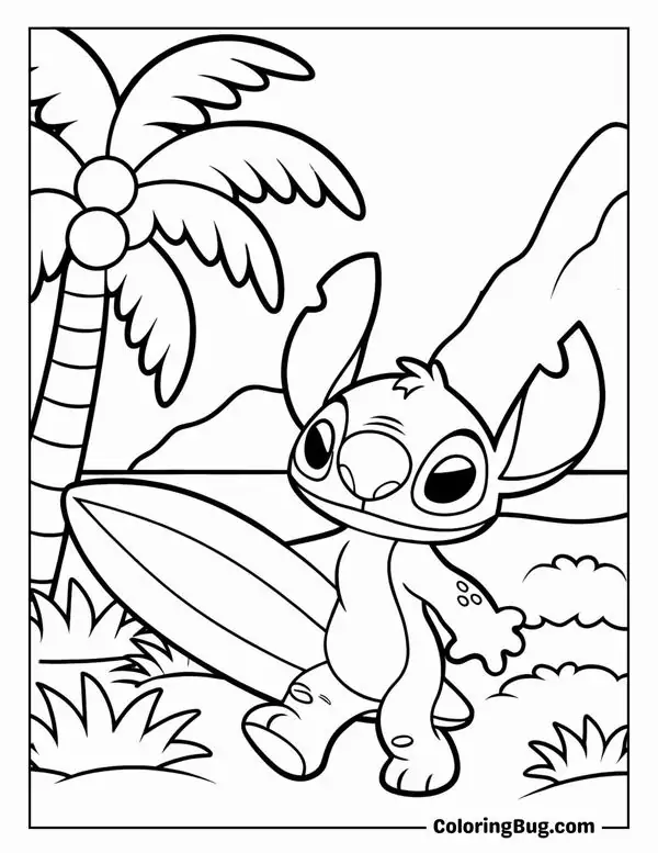 Tổng hợp 60 Tranh Tô Màu Stitch với bộ lông xanh dương tai dài và gương mặt đầy tinh nghịch