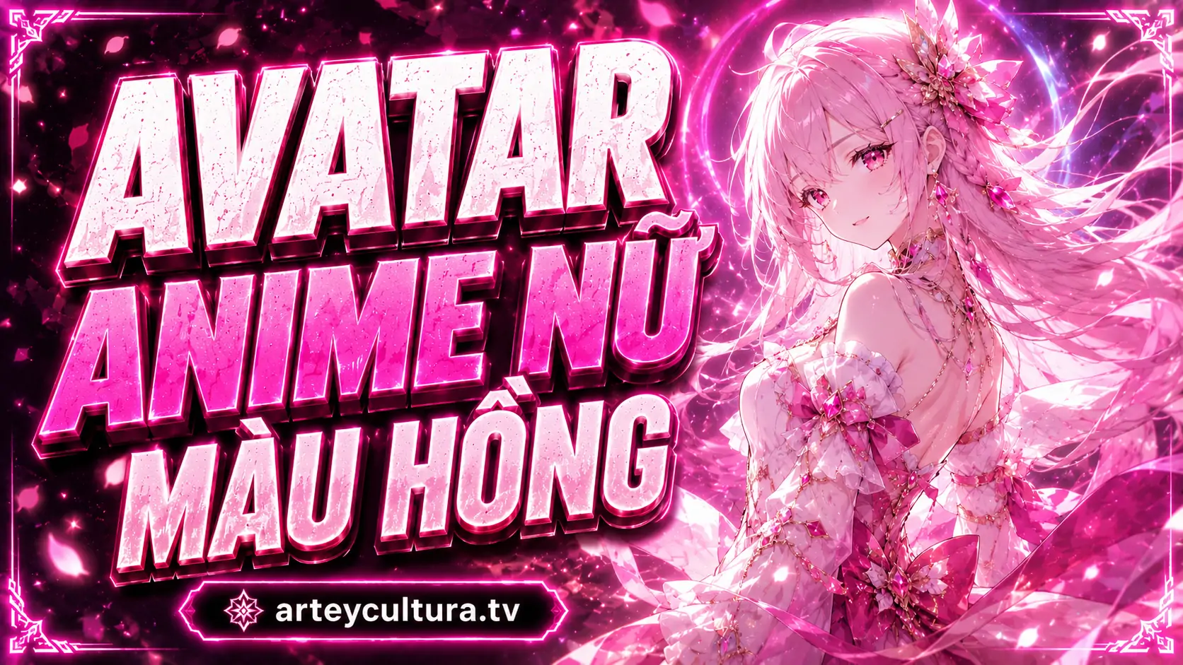 95 Ảnh Avatar Anime Màu Hồng Nữ cute với tóc bồng bềnh và mắt to long lanh chuẩn bánh bèo