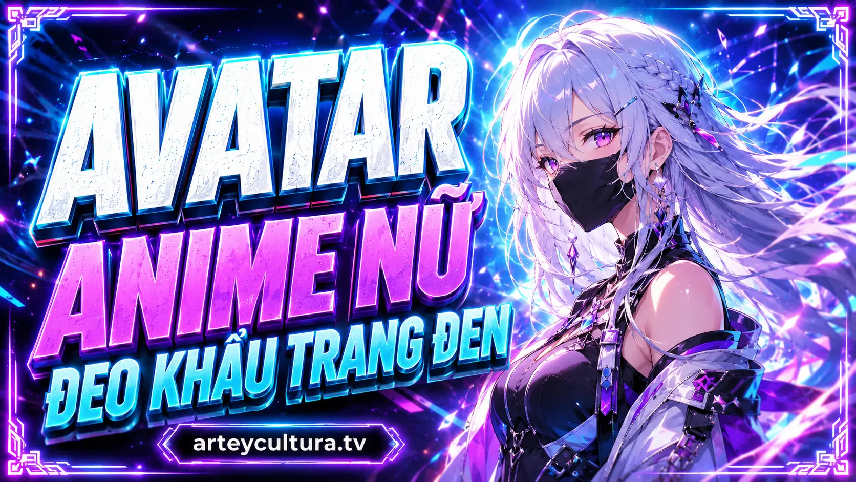 BST 67 Ảnh Avatar Anime Nữ Đeo Khẩu Trang Đen phong cách nổi loạn đường phố và lạnh lùng bí ẩn
