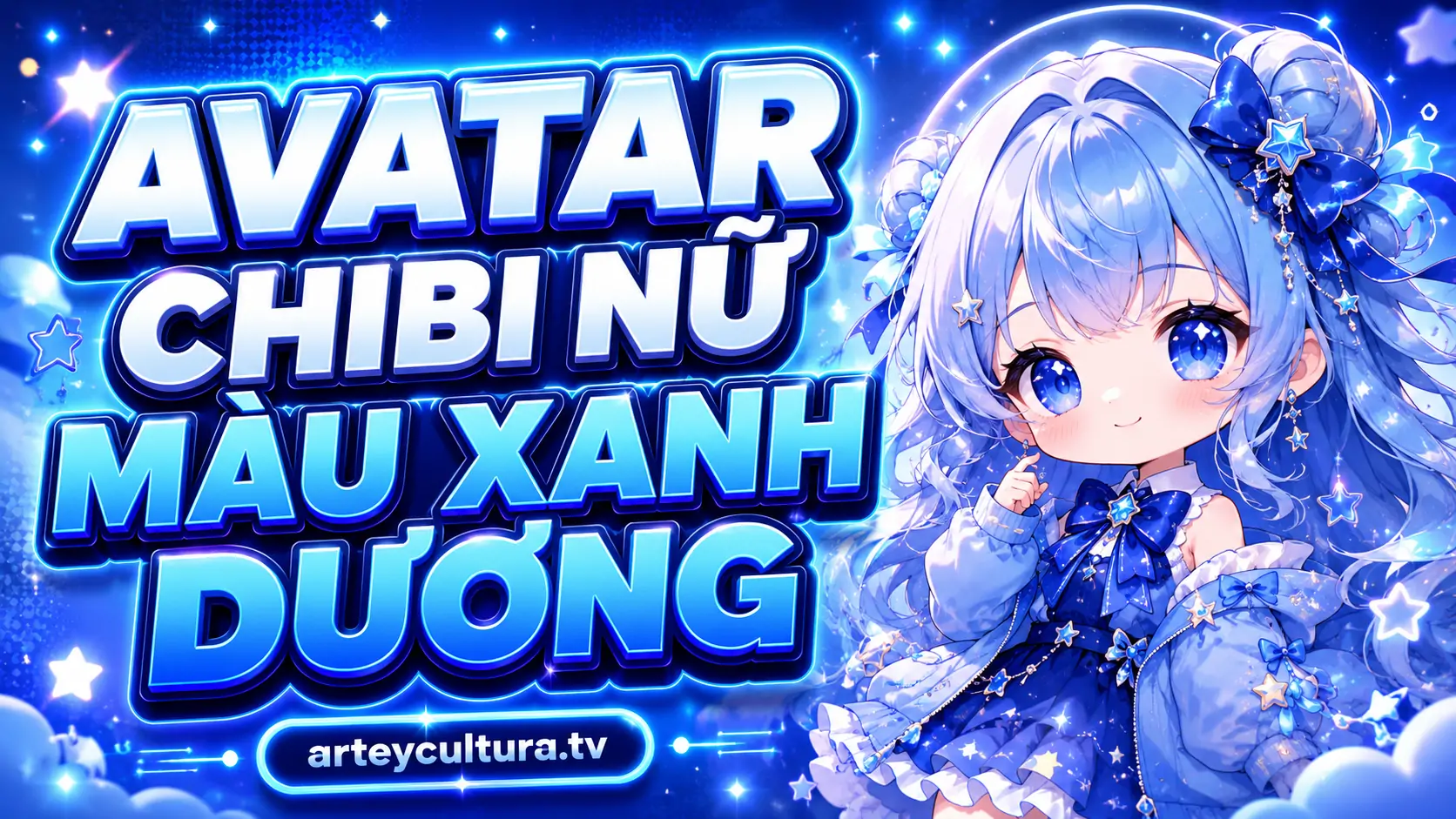 79 Ảnh Avatar Chibi Nữ Màu Xanh Dương Cute chuẩn phong cách dễ thương, hợp xu hướng hiện nay