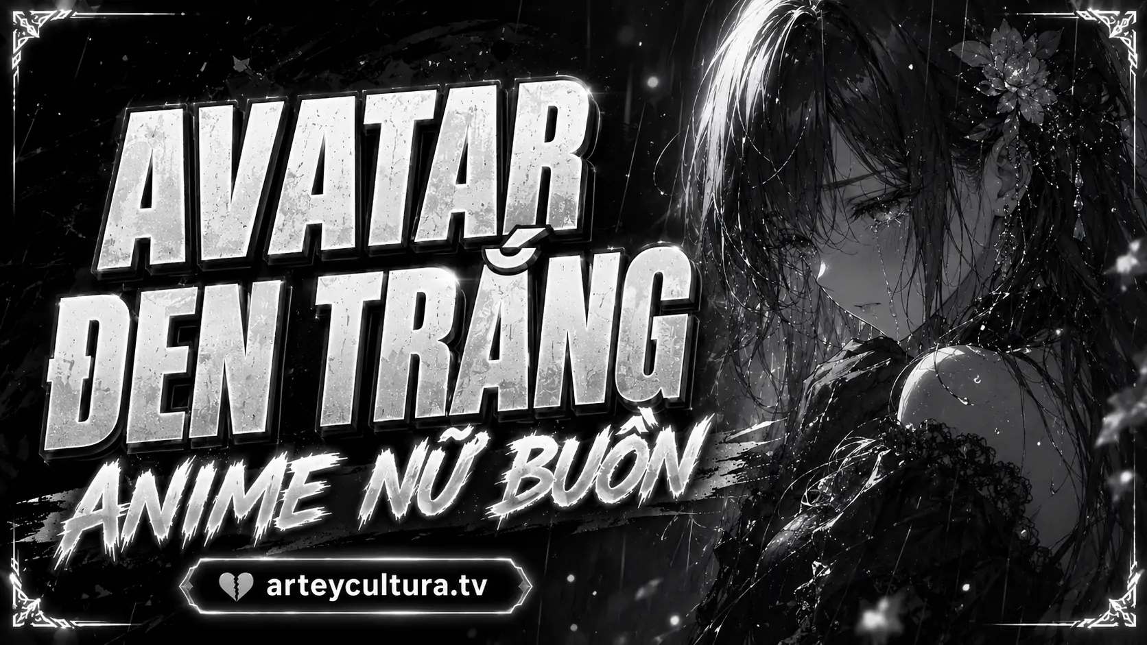 Full 95 Ảnh Avatar Đen Trắng Anime Nữ Buồn với ánh mắt vô hồn sâu lắng thể hiện nỗi buồn nội tâm