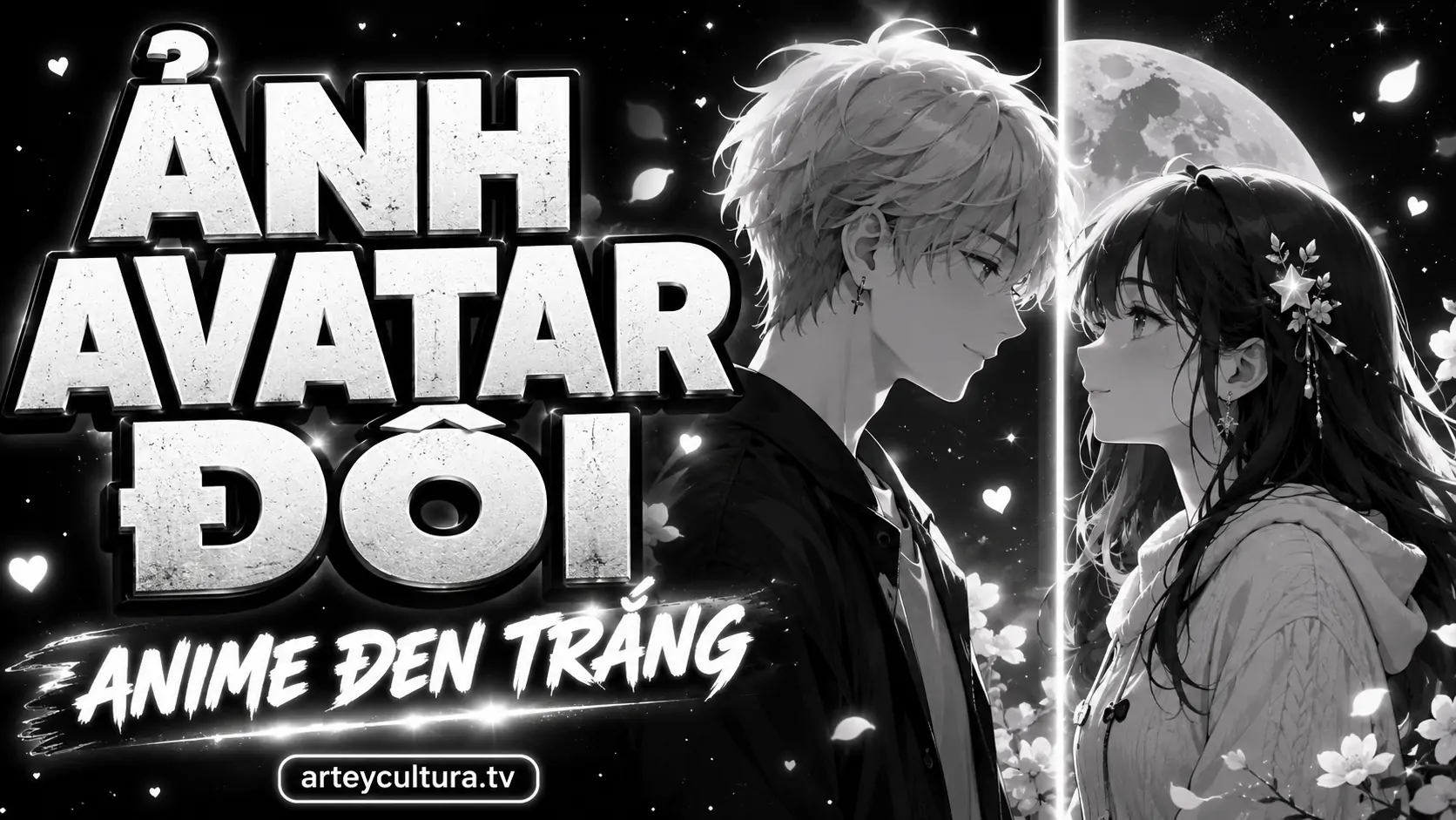 BST 60 Ảnh Avatar Đôi Anime Đen Trắng miễn phí cho cặp đôi yêu thích phong cách chủ quyền tối giản
