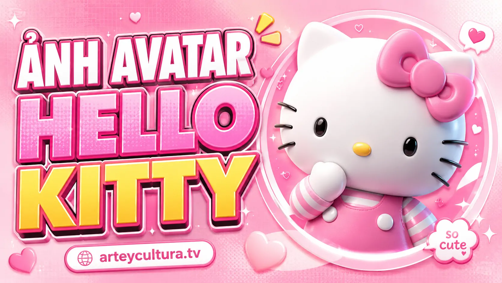 150 Ảnh Avatar Hello Kitty Cute tông hồng phấn, khuôn mặt tròn bầu bĩnh phong cách hoạt hình Nhật Bản