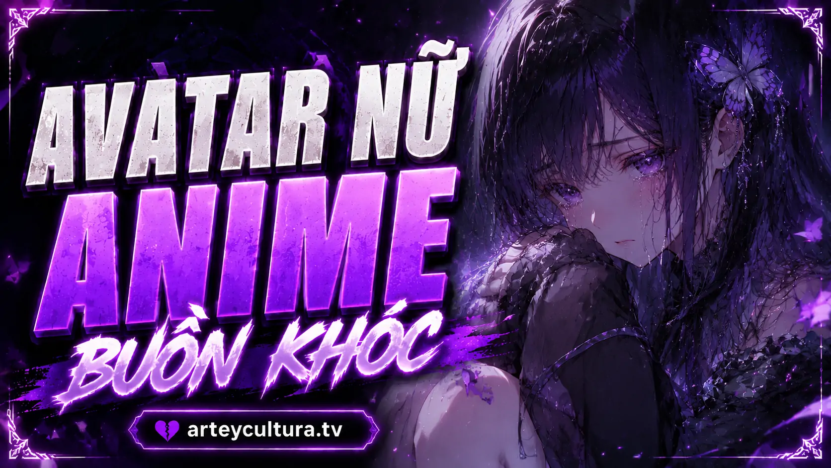 BST 105 Ảnh Avatar Nữ Anime Buồn Khóc đầy tâm trạng với ánh mắt sầu muộn tinh tế và giọt lệ long lanh