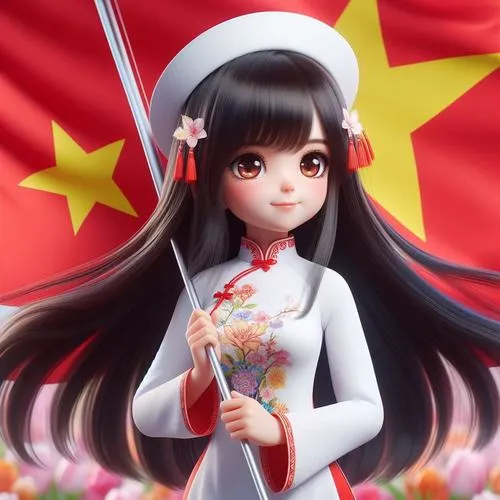 Nhóm học sinh mặc áo cờ đỏ sao vàng vẫy tay trên quảng trường ba đình, nụ cười rạng rỡ lan tỏa lòng tự hào dân tộc