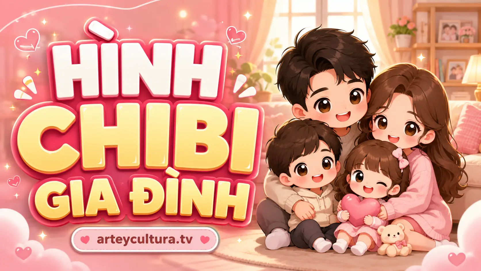 85 Ảnh Chibi Gia Đình cute cho phòng khách thêm ấm áp, đặt bàn làm việc hoặc tặng người thân