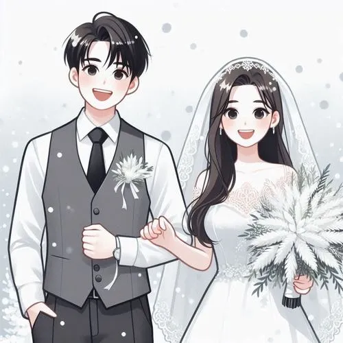 Cô dâu chú rể đứng khoác tay trong nền xám nhẹ, trang phục cưới gọn gàng và biểu cảm hiền tạo cảm giác trang nhã