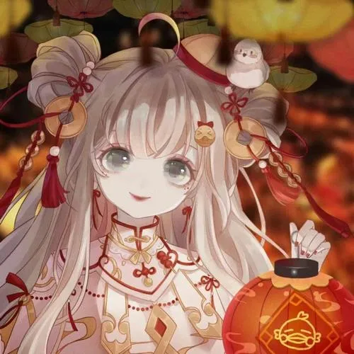 Nhân vật chibi đứng bên tràng pháo đất và thỏi vàng tài lộc, mắt cười cong cong tạo cảm giác đầu năm sung túc