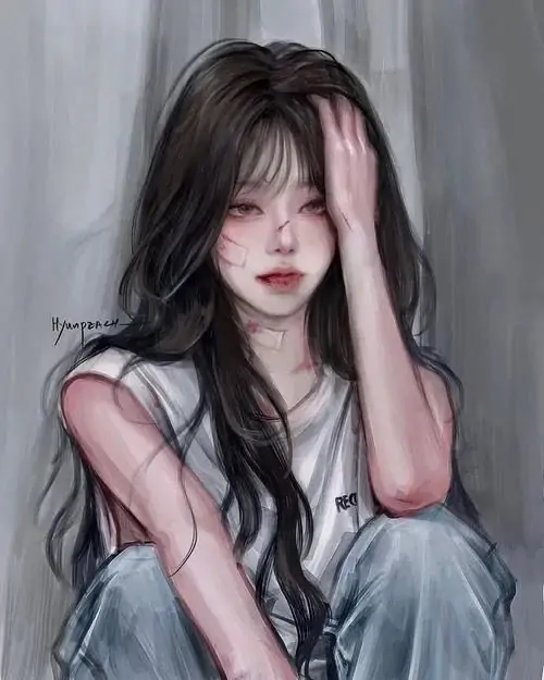 Thiếu nữ tóc dài ngồi bên cửa sổ nắng sớm, váy trắng mềm, phông nền xanh nhạt giữ vẻ tinh khôi và yên ả
