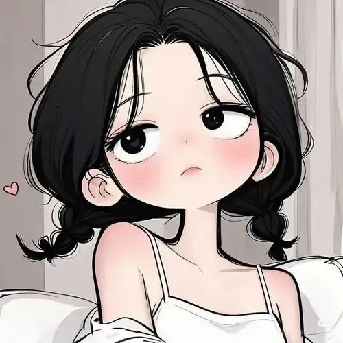 Hình đại diện cô bé Chibi tóc đen, má phúng phính ửng hồng, vai trần nhỏ nhắn và biểu cảm ngơ ngác rất mềm