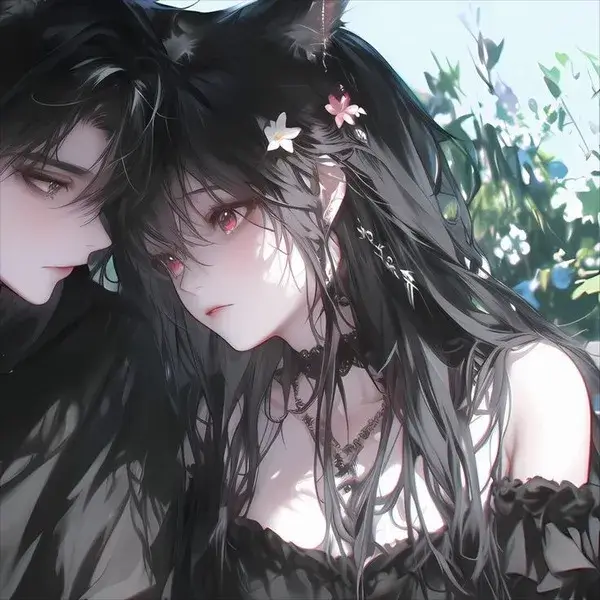Cô gái cài những bông hoa trắng nhỏ lên mái tóc đen mượt mà ngước nhìn người thương bộc lộ tình cảm dịu dàng qua ánh mắt biết nói.