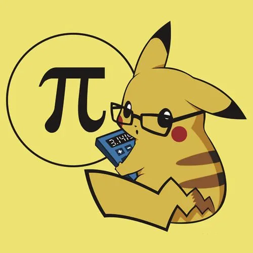 Ảnh troll Pikachu đeo kính bên cạnh biểu tượng pi, tay cầm thước và bảng tính tạo dáng mọt sách rất dí dỏm