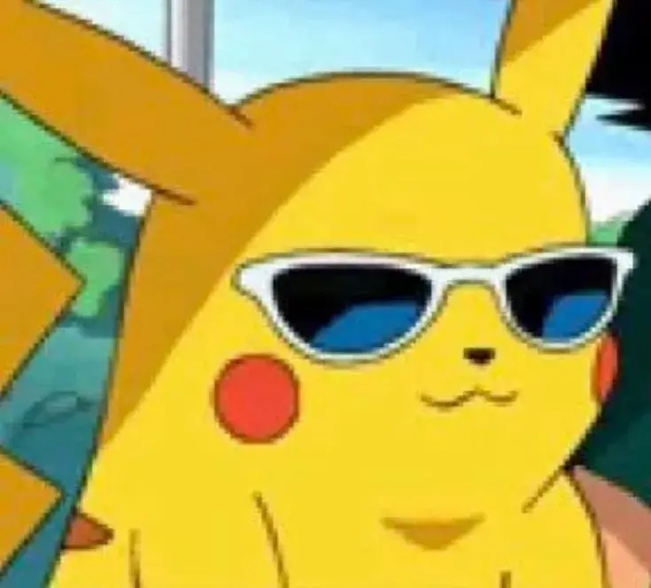Satoshi ôm Pikachu trên vai giữa nền trời xanh, sắc vàng của bạn đồng hành nổi bật như ký ức Game Boy cũ