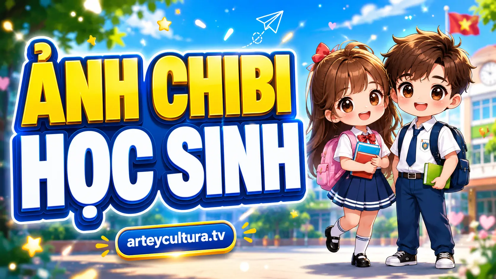 72 Ảnh Học Sinh Chibi cute với đồng phục gọn gàng mang màu sắc tươi sáng của tuổi học trò hồn nhiên