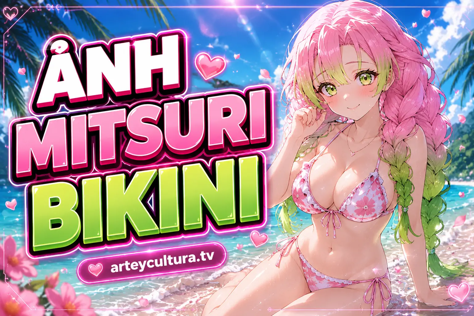 65 Ảnh Mitsuri Bikini Sexy quyến rũ với bím tóc hồng xanh và ánh nắng biển trong trẻo khoe từng đường cong