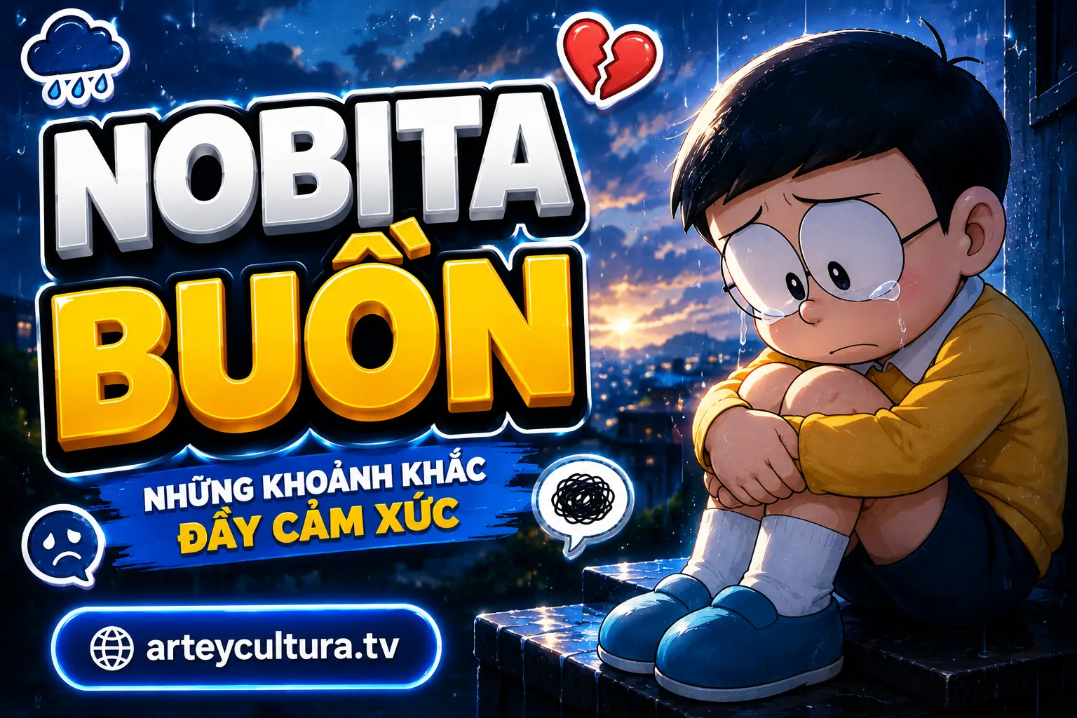 Full 95 Ảnh Nobita Buồn (Có Chữ) đầy tâm trạng lạc lõng, tủi thân và cần một góc yên lặng
