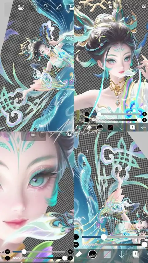 Ảnh avatar Violet Thứ Nguyên Vệ Thần nâng súng giữa nền vũ trụ, tóc tím hồng rực và ánh sáng neon phủ quanh trang phục