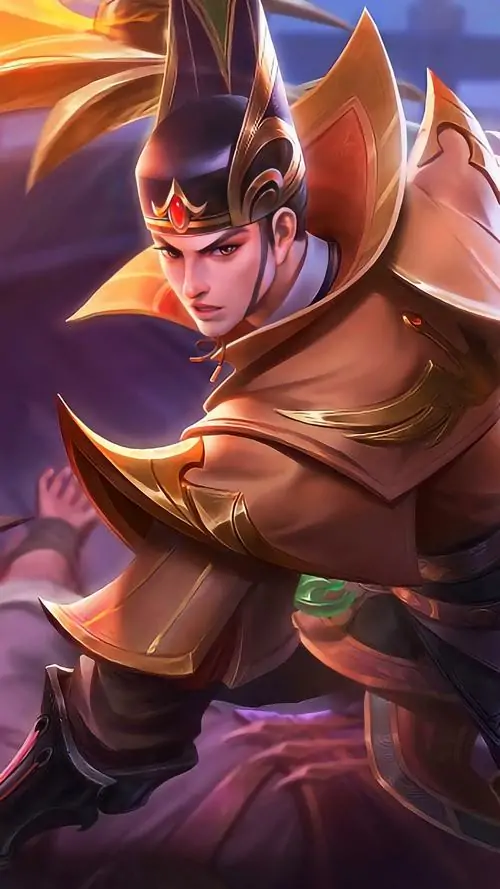 Hình nền máy tính ảnh trang phục Triệu Vân trong cảnh chiến trường xanh tím, nhân vật đứng giữa vệt sét và giáp trụ phản chiếu lạnh