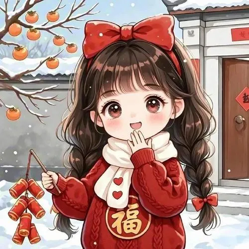 Ảnh bìa cô bé áo đỏ đứng dưới cây quả chín, tay đặt gần miệng với vẻ ngạc nhiên, nền tuyết xám làm sắc đỏ nổi hơn