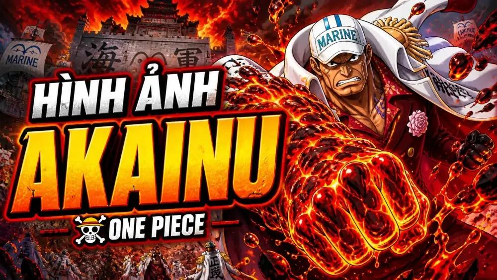 70 Hình Ảnh Akainu (Sakazuki) với dung nham rực đỏ, ánh nhìn sắc lẹm và khí thế đáng gờm