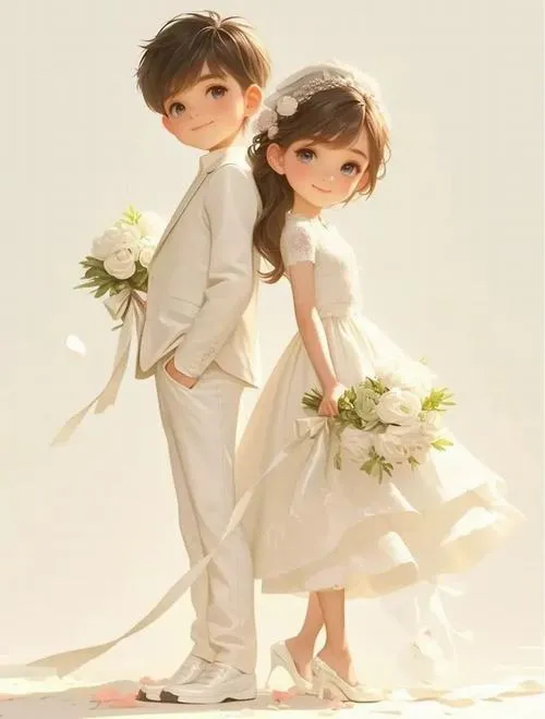 Cặp đôi cùng nâng bó hoa trước nền trái tim nhỏ, độ tương phản ánh sáng vừa phải làm biểu cảm gương mặt rõ hơn