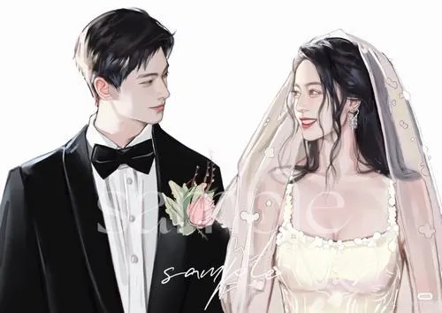 Cặp đôi trao nhẫn trong khung hình mẫu màu kem, đôi mắt to long lanh và má hồng khiến khoảnh khắc rất thân thương