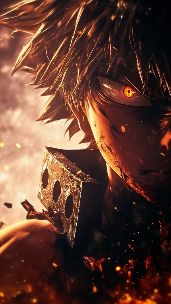 Ảnh avatar chibi Katsuki Bakugo phồng má trong bộ đồ anh hùng nhỏ xíu, đôi găng quá khổ khiến nét nóng nảy trở nên đáng yêu
