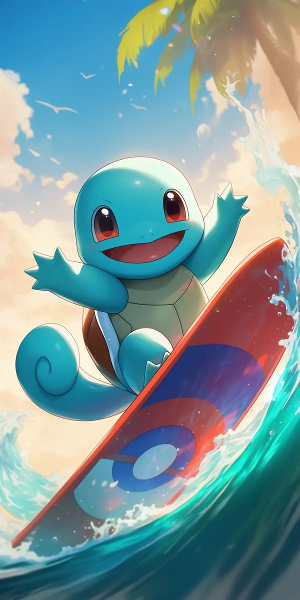 Gyarados trồi lên khỏi mặt biển đêm uy lực, sóng trắng và mây đen bao quanh làm tuyệt chiêu nước như sắp tung ra