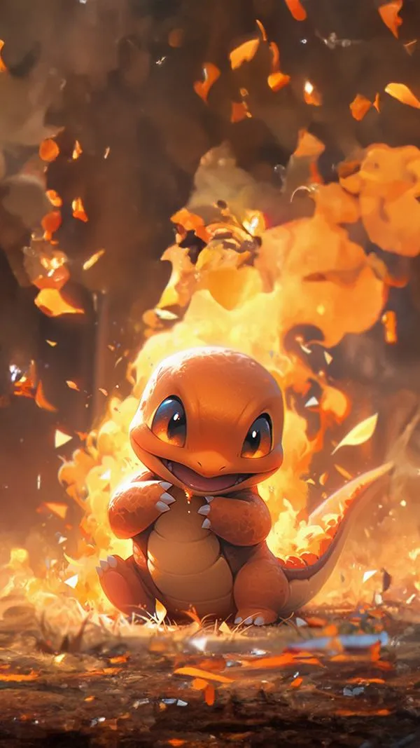 Eevee dạng sáng bóng đứng trong vườn hoa đêm lấp lánh, ánh đom đóm bay quanh tai và đuôi làm nền nhìn rất cuốn