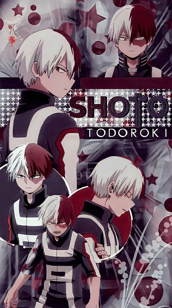 Ảnh avatar Todoroki trong dáng cúi người giữa nền vàng rực, hai tay siết chặt, tóc trắng đỏ và trang phục anh hùng nổi bật rõ