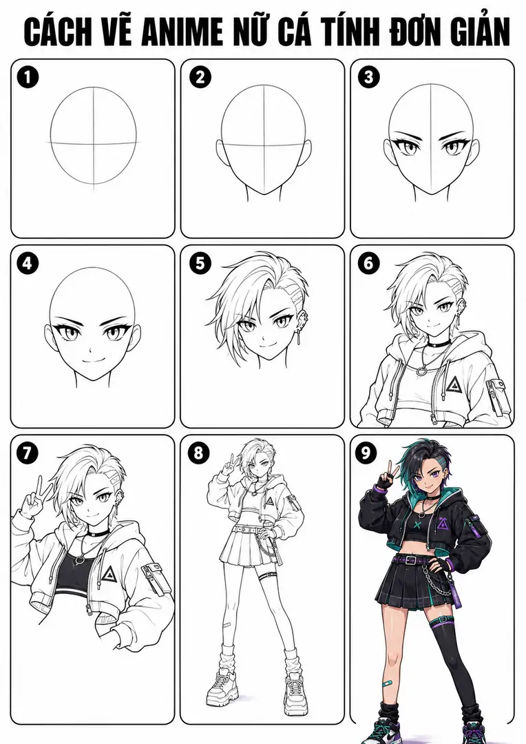 Cách phác thảo cô gái anime bằng bút chì không cần dụng cụ quá cầu kỳ