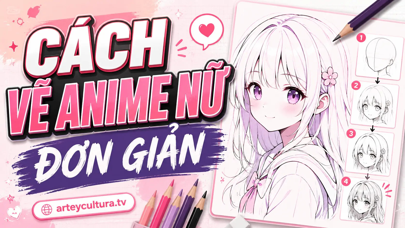 Hướng dẫn 3 Cách Vẽ Anime Nữ Đơn Giản Bằng Bút Chì chi tiết từ phác thảo đến đánh khối mềm