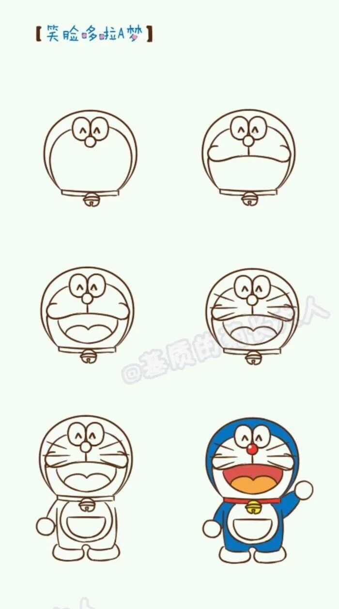 Cách vẽ doraemon chibi đơn giản bằng bút chì với hình khối tròn và nét