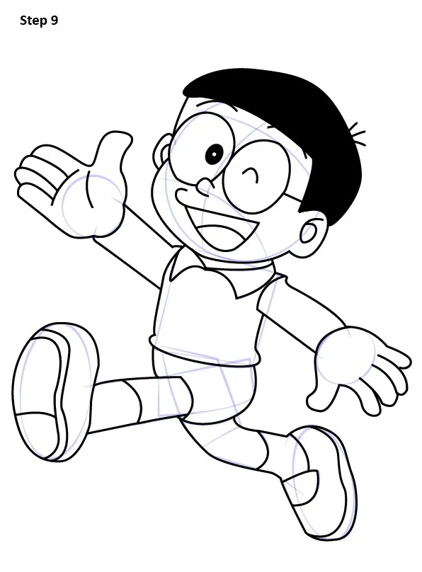 Đi nét mực đen hoàn thiện tranh Nobita sạch, rõ và giống truyện tranh