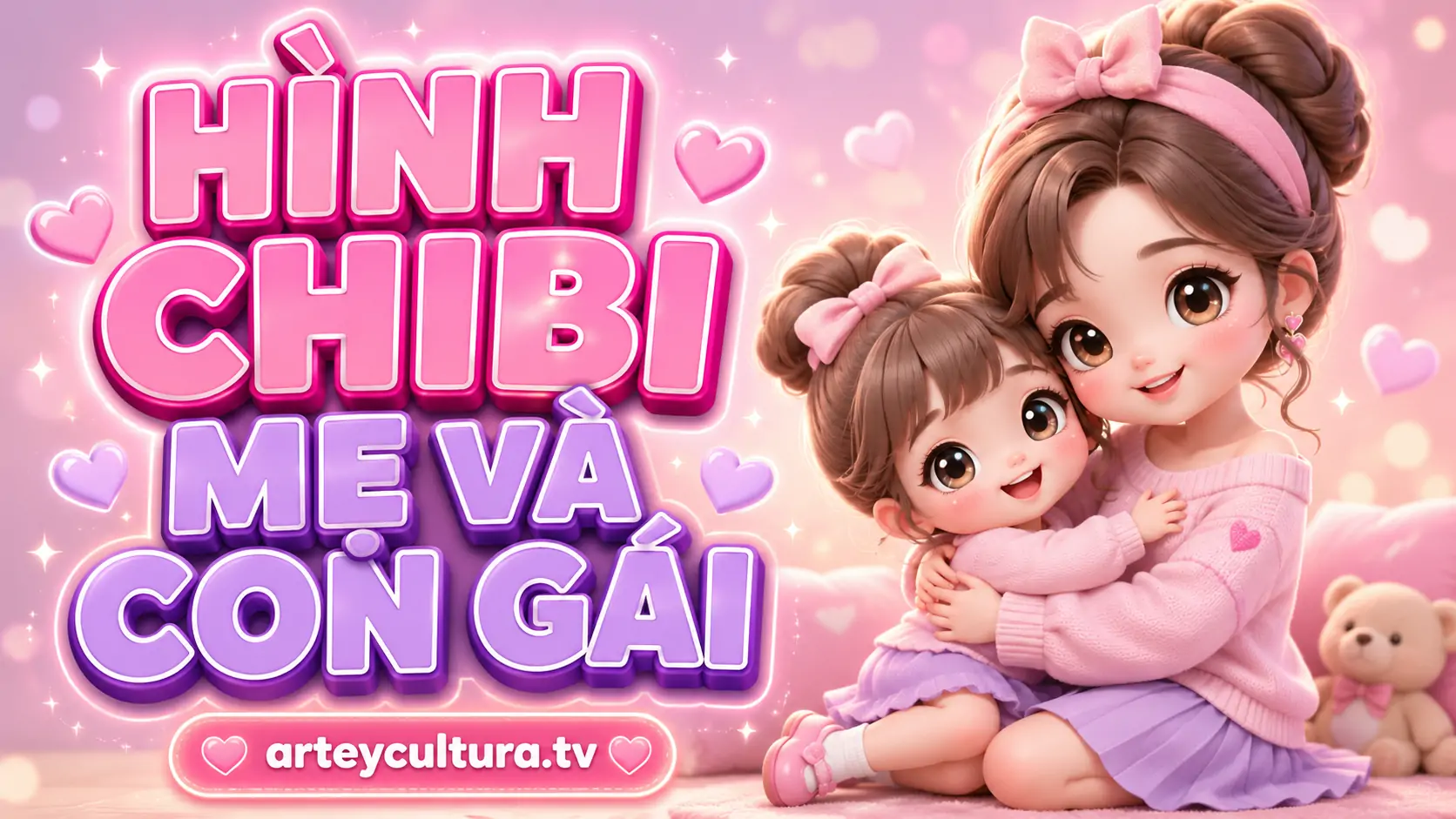 95 Hình Ảnh Chibi Mẹ Và Con Gái/Trai dễ thương với nụ cười rạng rỡ giữa phông nền ấm áp