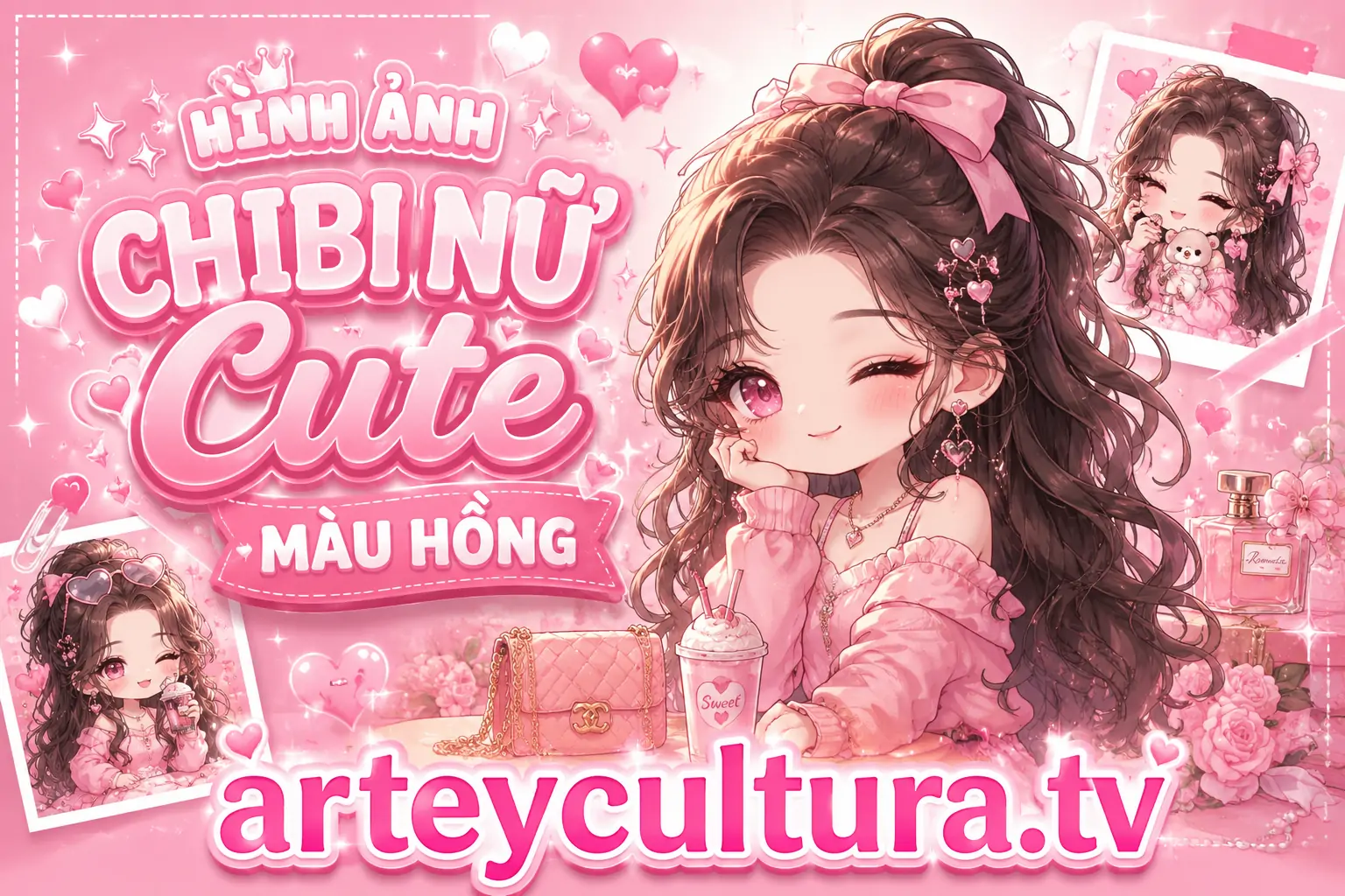 92 Hình Ảnh Chibi Nữ Cute Màu Hồng cực hợp làm avatar sticker và hình nền cho các nàng bánh bèo