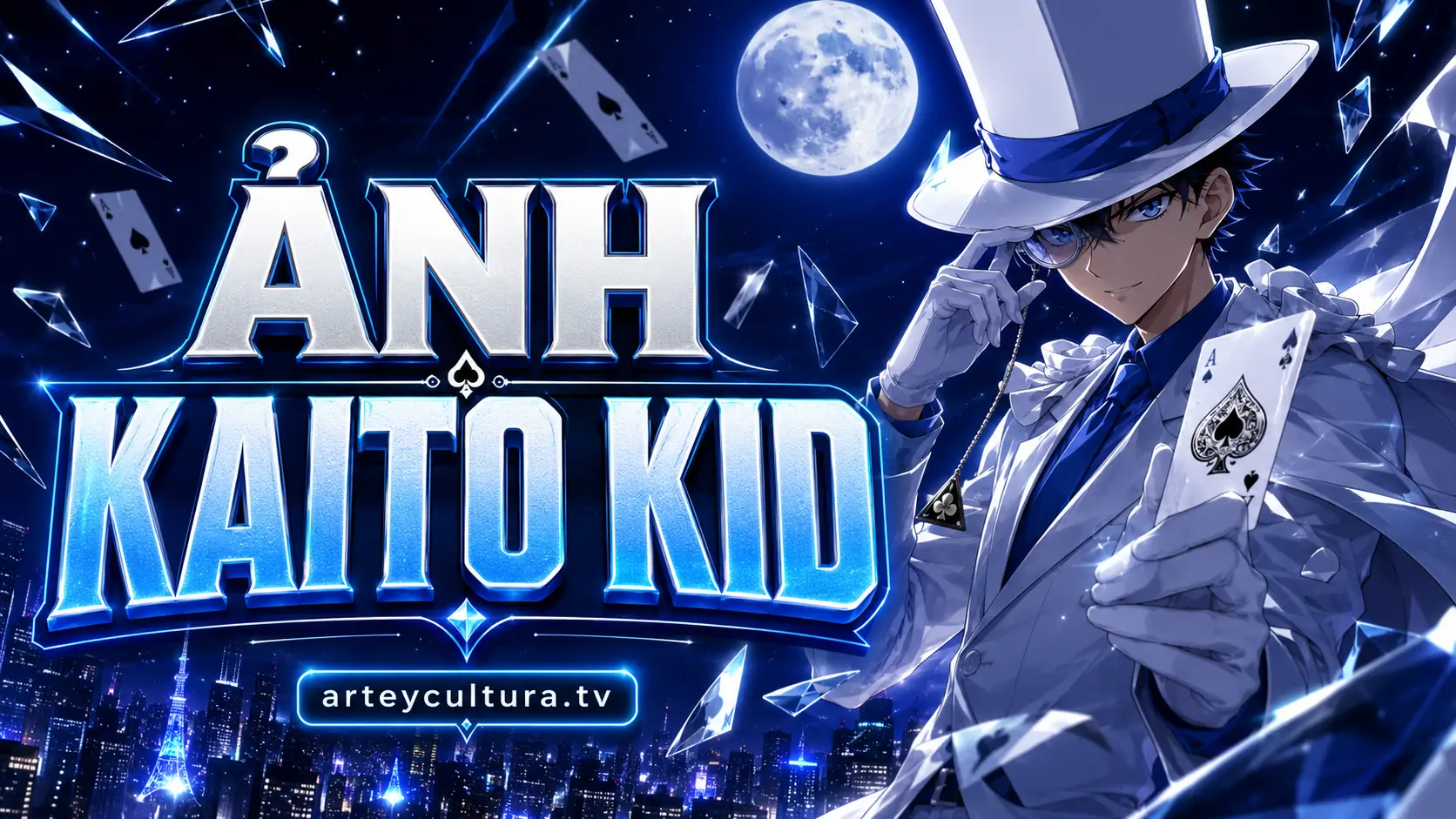 BST 85 Hình Ảnh Kaito Kid 1412 phong cách quý tộc lịch lãm với áo choàng ảo thuật trắng dưới ánh trăng
