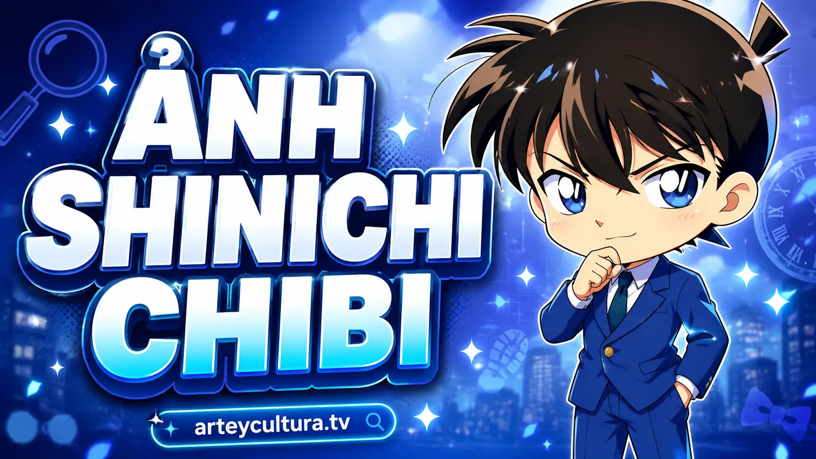 BST 25 Hình Ảnh Shinichi Chibi cute trong các tư thế phá án với kiểu tóc nhọn đặc trưng