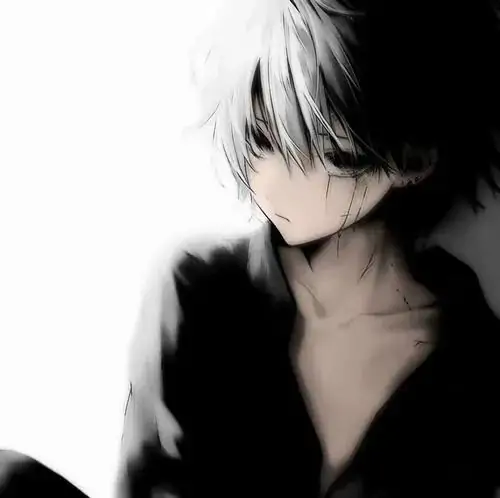 Tải ngay ảnh avatar anime mờ nam với sự tương phản mạnh mẽ giữa làn da trắng cùng mái tóc bạch kim rủ xuống đầy vẻ lạnh lùng.