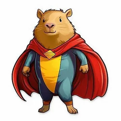 Tải ảnh avatar hamster áo choàng đỏ vàng đứng chính diện, bụng tròn oai vệ nhưng ánh mắt lại rất hiền