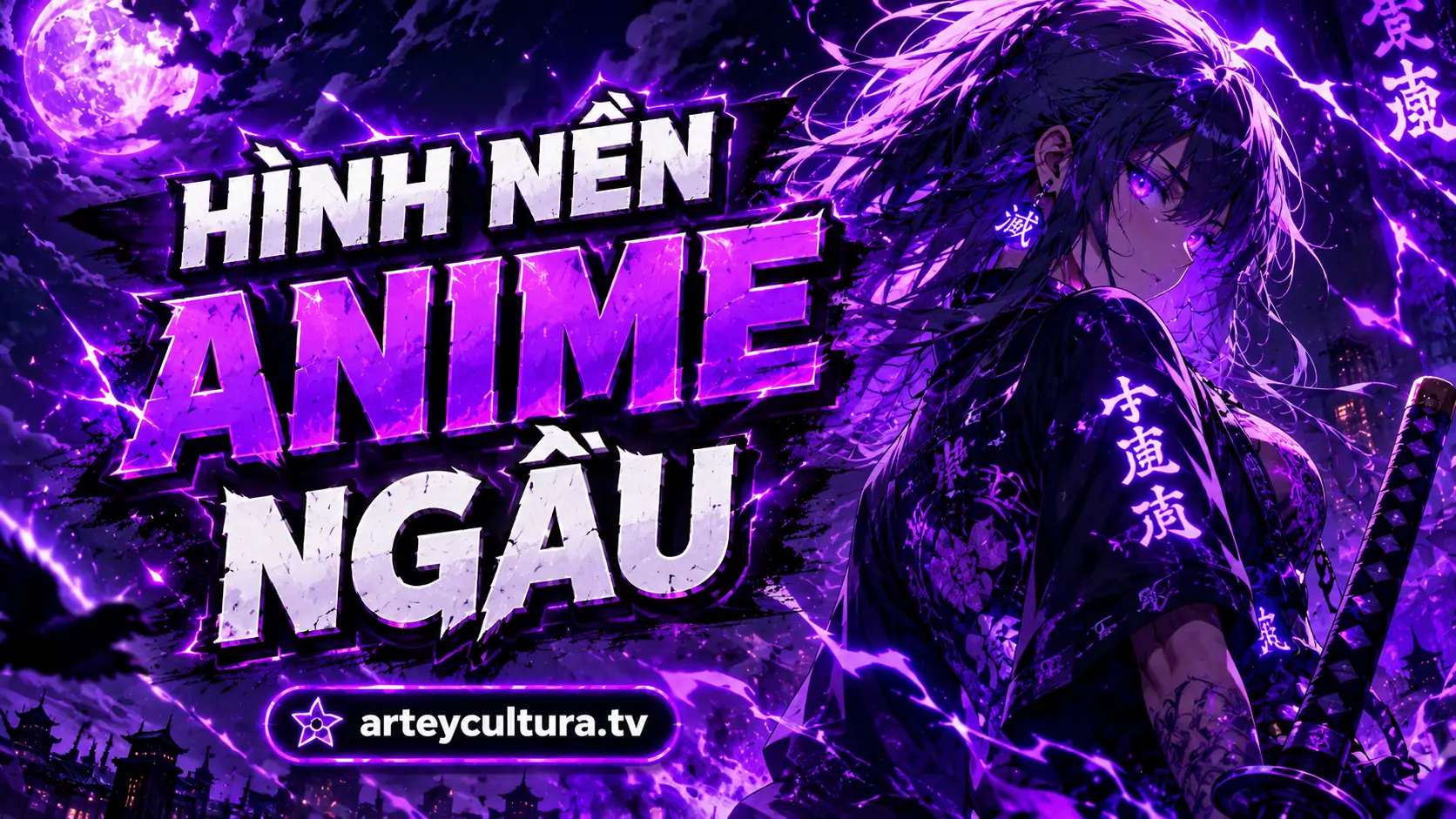99 Hình Nền Điện Thoại Anime 4K Ngầu Đẹp với nhân vật lạnh lùng, ánh sáng neon và khí chất cực cuốn
