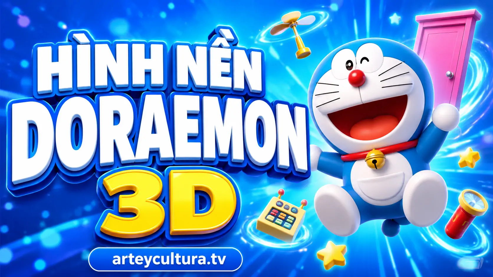 120 Hình Nền Doremon 3D khối nổi sống động với chuông vàng, túi thần kỳ và nụ cười rạng rỡ